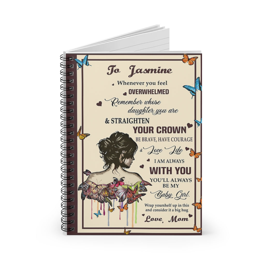 Spiral Notebook Personalized Butterfly To My Daughter New Parents College Ruled Paper 118 Sheets Gift Ideas Home School Supplies for College Students