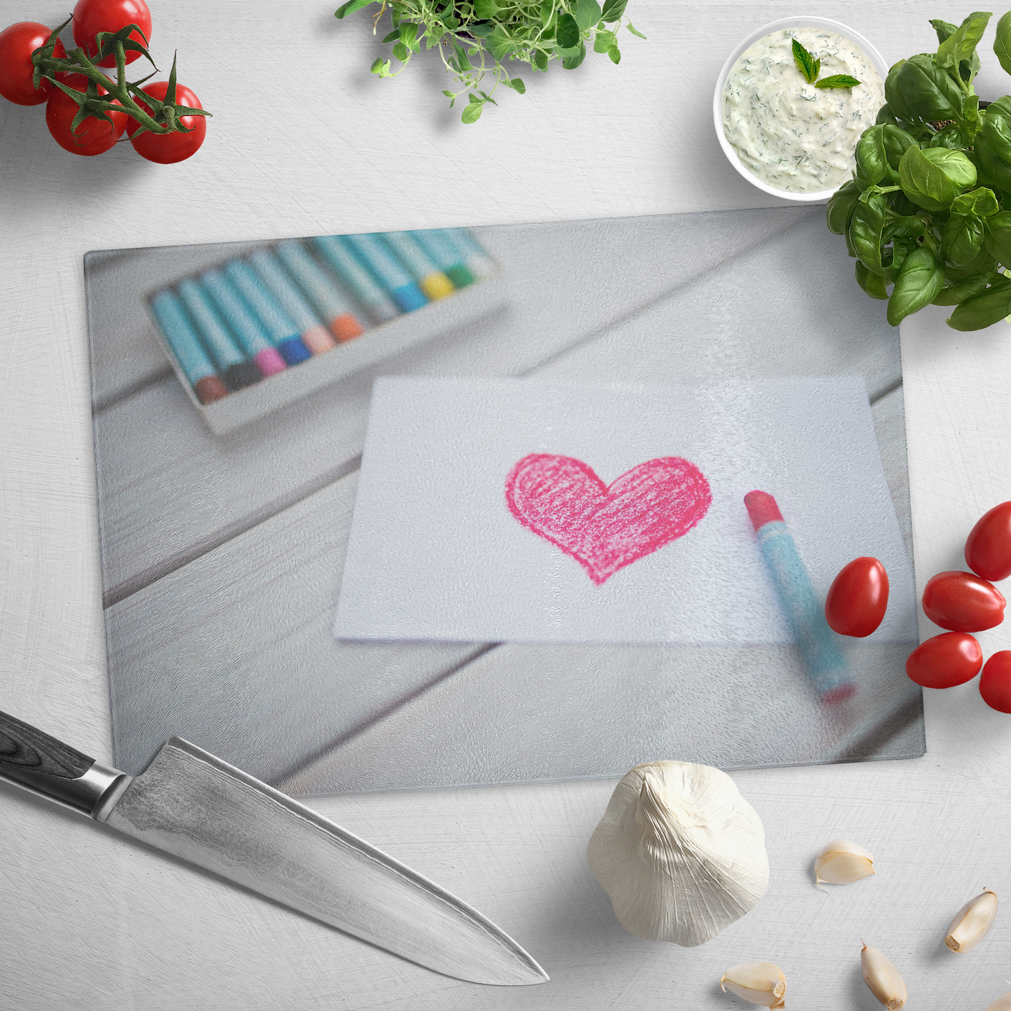 Heart drawn with colorful pencils