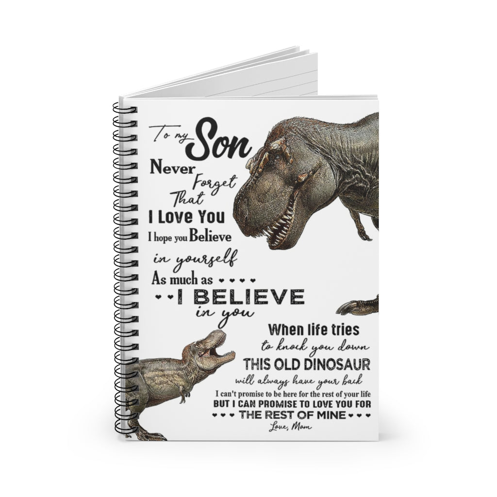 Spiral Notebook Papa And Baby Dinosaur To My Son Never Forget That I Love You Inspirational to My Family Friend Gift Unisex Baby Journal Keepsake Spiral Notebook