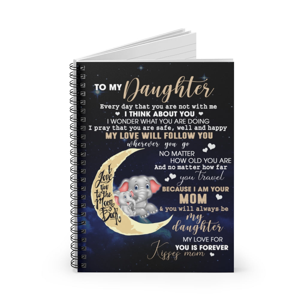Spiral Notebook Sophia - Funny Elephant Mom to My Daughter for Birthday- Elephant Mom to My Daughter I Love You to The Moon and Back Fleece Blanket Ruled Line