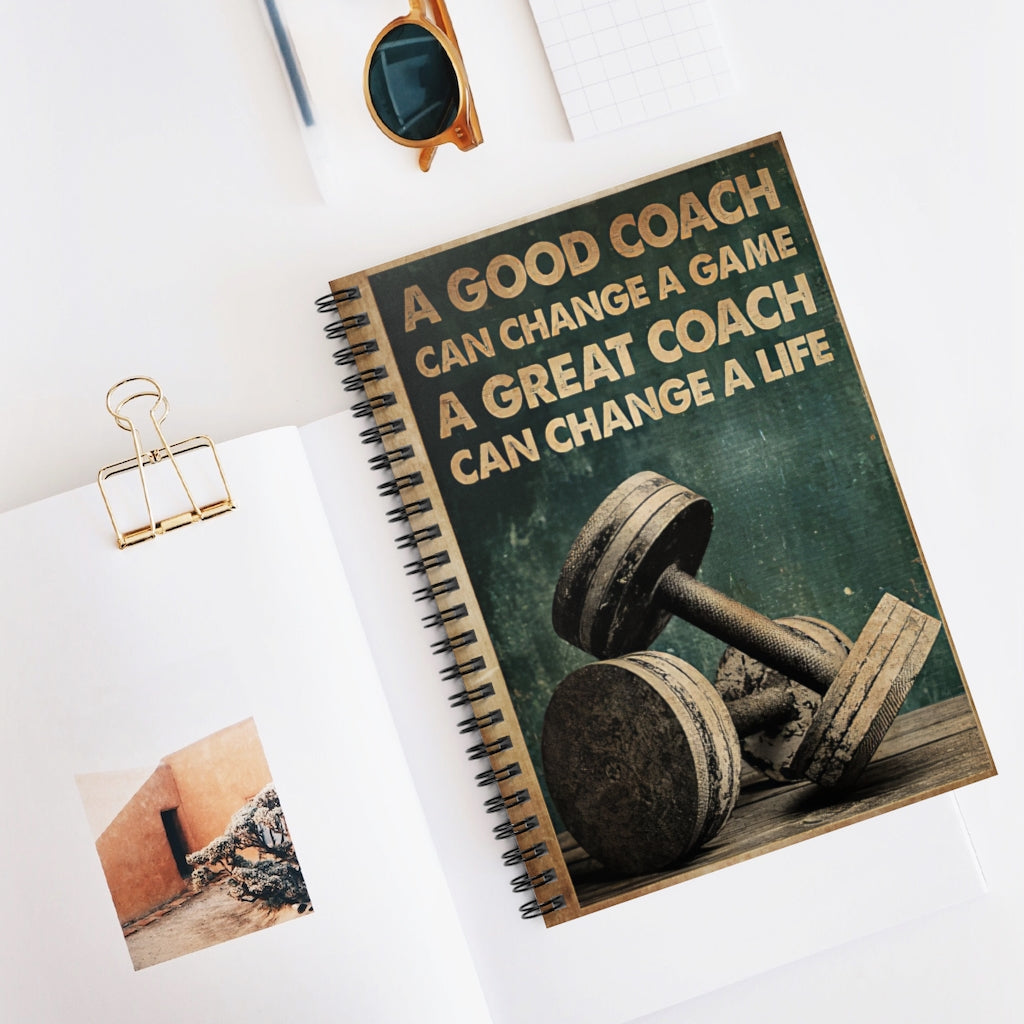 Spiral Notebook - Ruled Line A Good Coach Gym Can Change A Great Coach Can Change A Life Personalized Gift Basics Wide Ruled Wire Bound Wide Rule