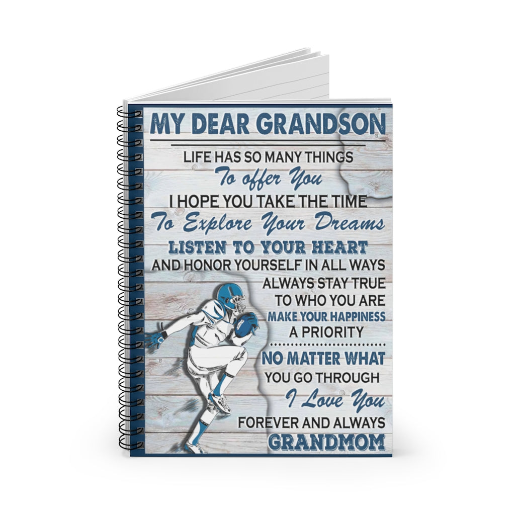 Spiral Notebook My Dear Grandson I Love You Forever And Always Grandmom Vintage Signs Gifts Woman Men College Ruled Paper 118 Sheets