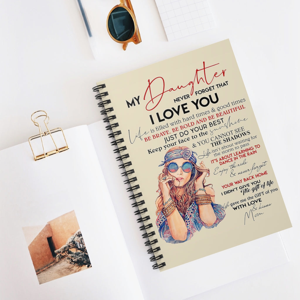 Spiral Notebook To My Daughter Keep Your Face To Sunshine Hippie Ruled Line College Ruled Paper 118 Sheets Gift Ideas Home School Supplies for College Students Subject Notebooks