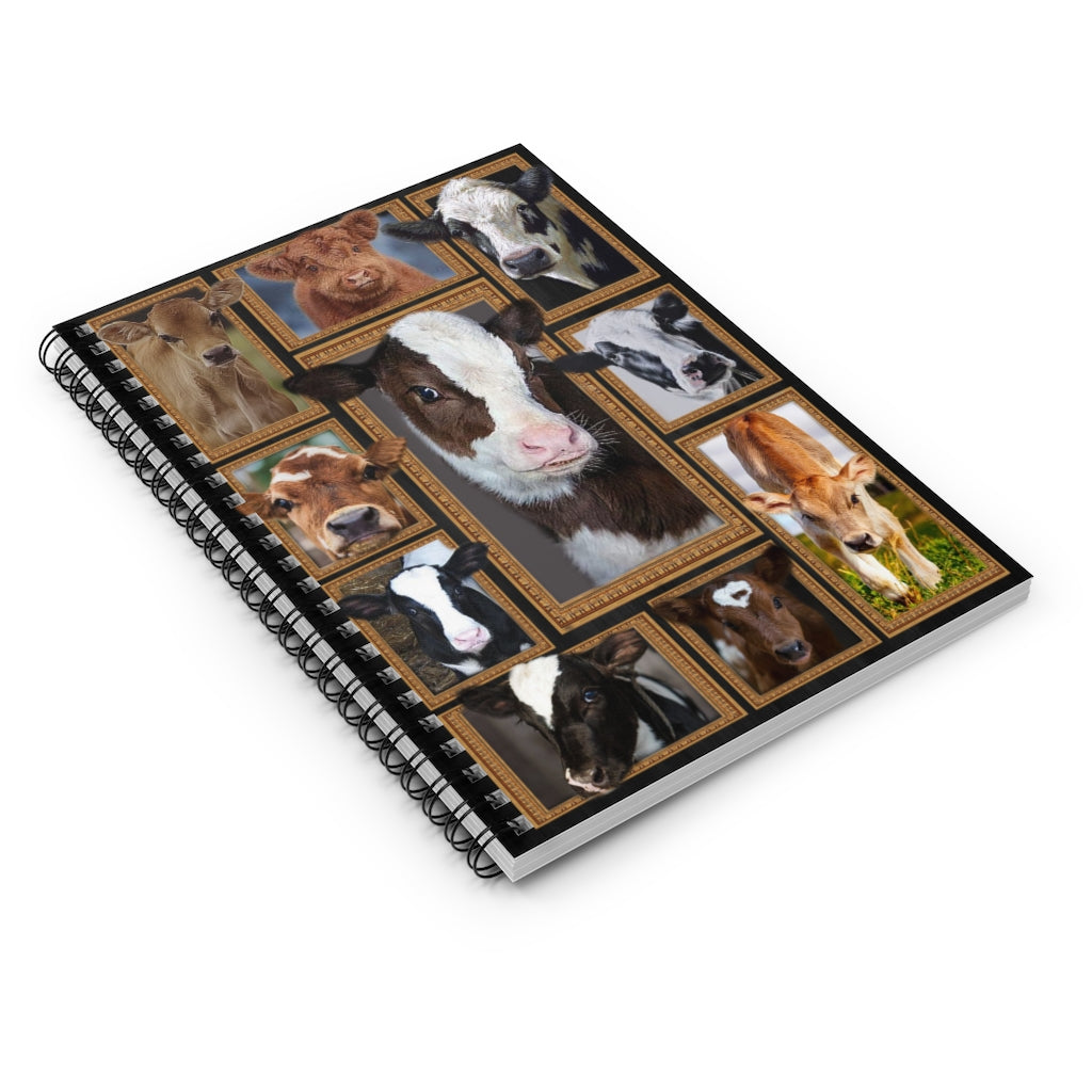 Spiral Notebook - Ruled Line Cute Cows - Cute Cows Happy Cow Print Cow Quilt Throw Stationery Gift, Personalised Notebook
