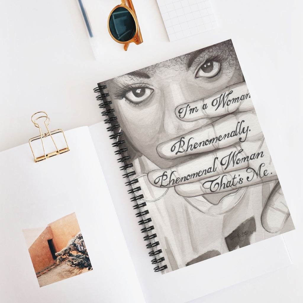 Spiral Notebook Inspirational to My Wife from Husband I'm A Woman Phenomenally Phenomenal Woman That Me by Maya Angelou, Awesome Gift for Woman