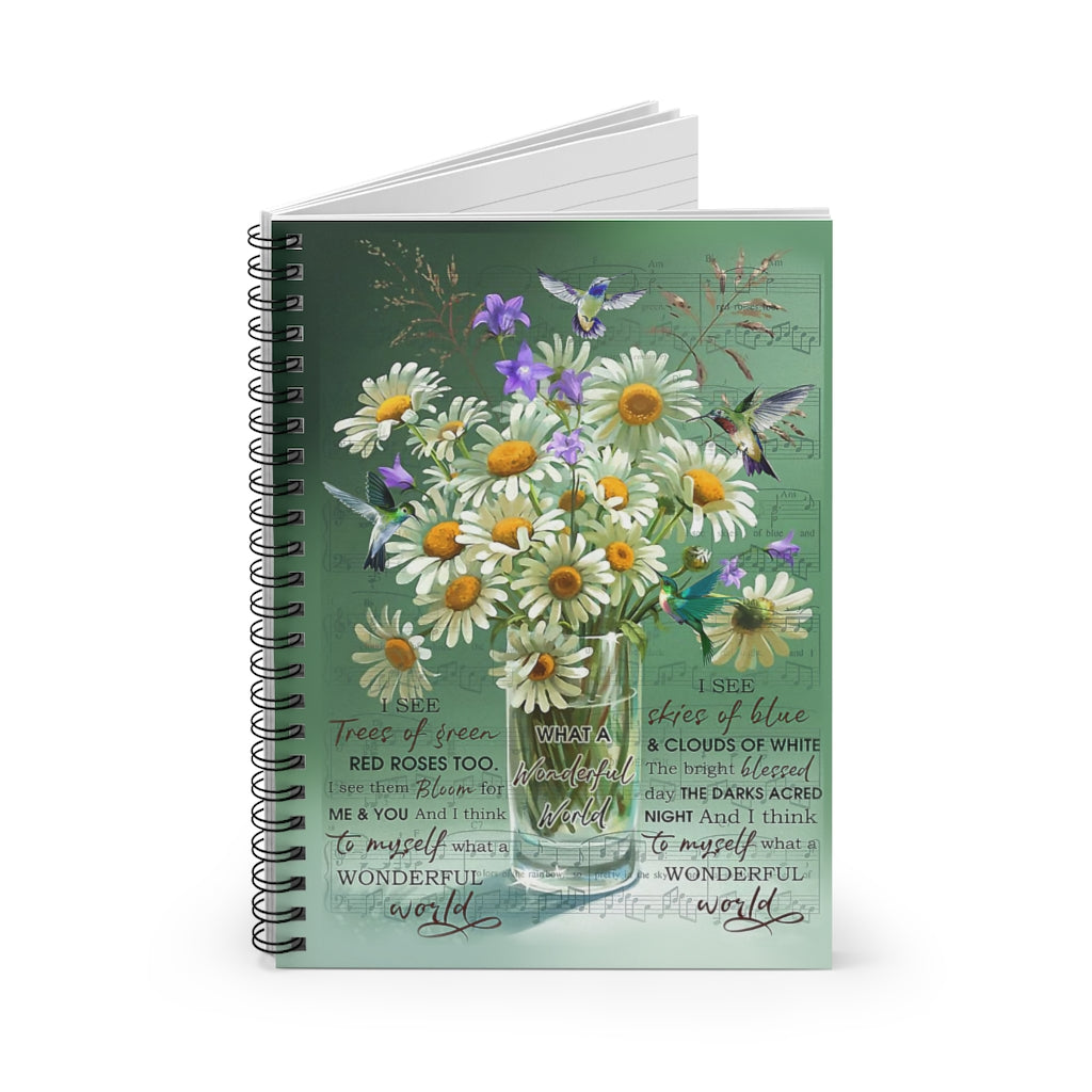 Spiral Notebook - Ruled Line Flower Wonderful World Hummingbird Personalized Gift Basics Wide Ruled Wire Bound Wide Rule