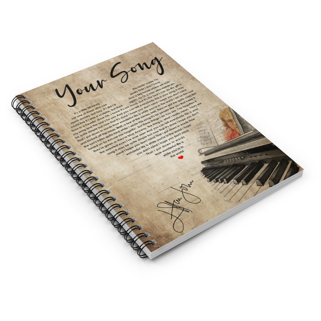 Spiral Notebook - Ruled Line Your Song Lyrics, Rock Music Song Music Album Vintage Wrapped Framed Canvas Wall Art Man's Stationery Gift