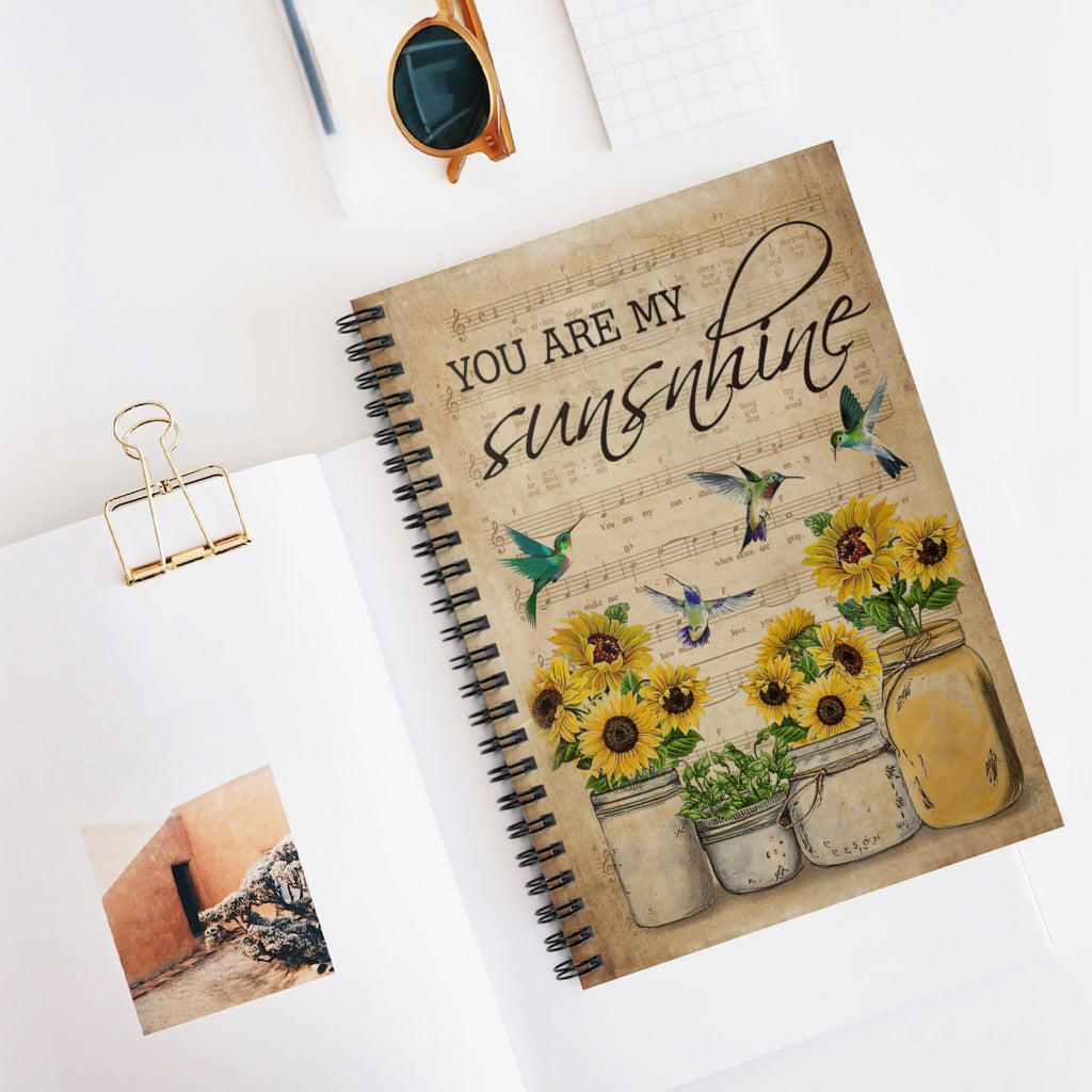 Spiral Notebook Vintage You Are My Sunshine Hummingbird Friendly Notebook Awesome Happy Birthday Gift Basics Wide Ruled Wirebound Spiral Notebook Wide Rule