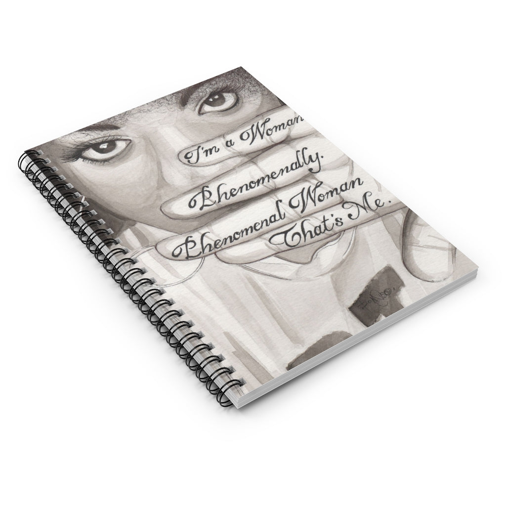 Spiral Notebook Inspirational to My Wife from Husband I'm A Woman Phenomenally Phenomenal Woman That Me by Maya Angelou, Awesome Gift for Woman