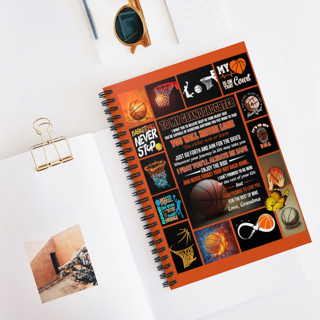 Spiral Notebook Blanket to My Granddaughter Basketball Gift for Basketball Lovers, Gift for Granddaughter, Gift from Nana Gift Family Awesome Ruled Line