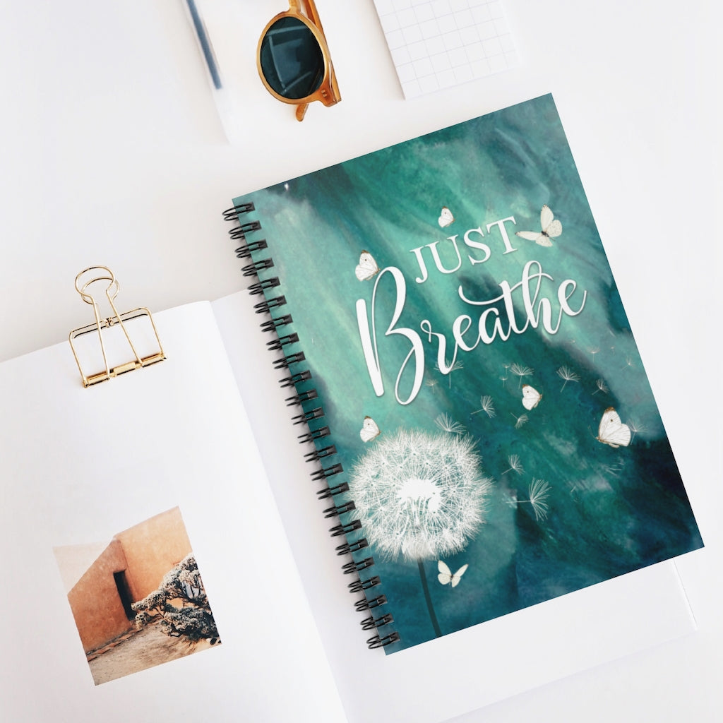 Spiral Notebook to My Granddaughter Cute Dandelion Flowers Saying Just Breathe Quote Wrapped Birthday Gifts for Her Ruled Line