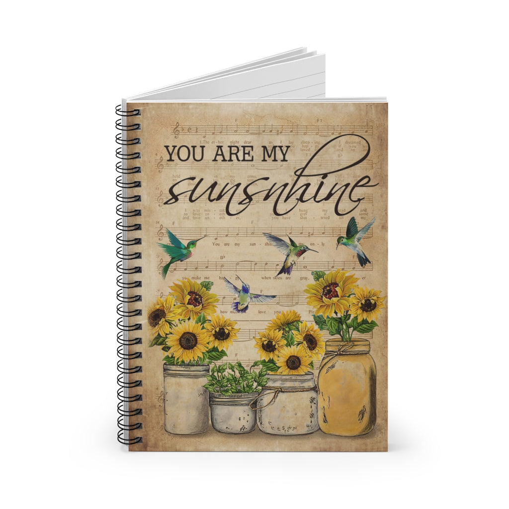 Spiral Notebook Vintage You Are My Sunshine Hummingbird Friendly Notebook Awesome Happy Birthday Gift Basics Wide Ruled Wirebound Spiral Notebook Wide Rule