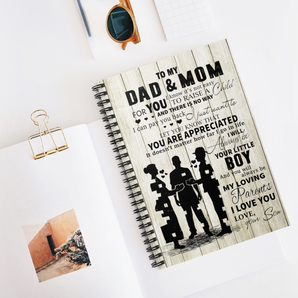 Spiral Notebook Inspirational to my Dad and Mom for you I know it's not easy to raise a child Premium Gift Family Awesome On Birthday