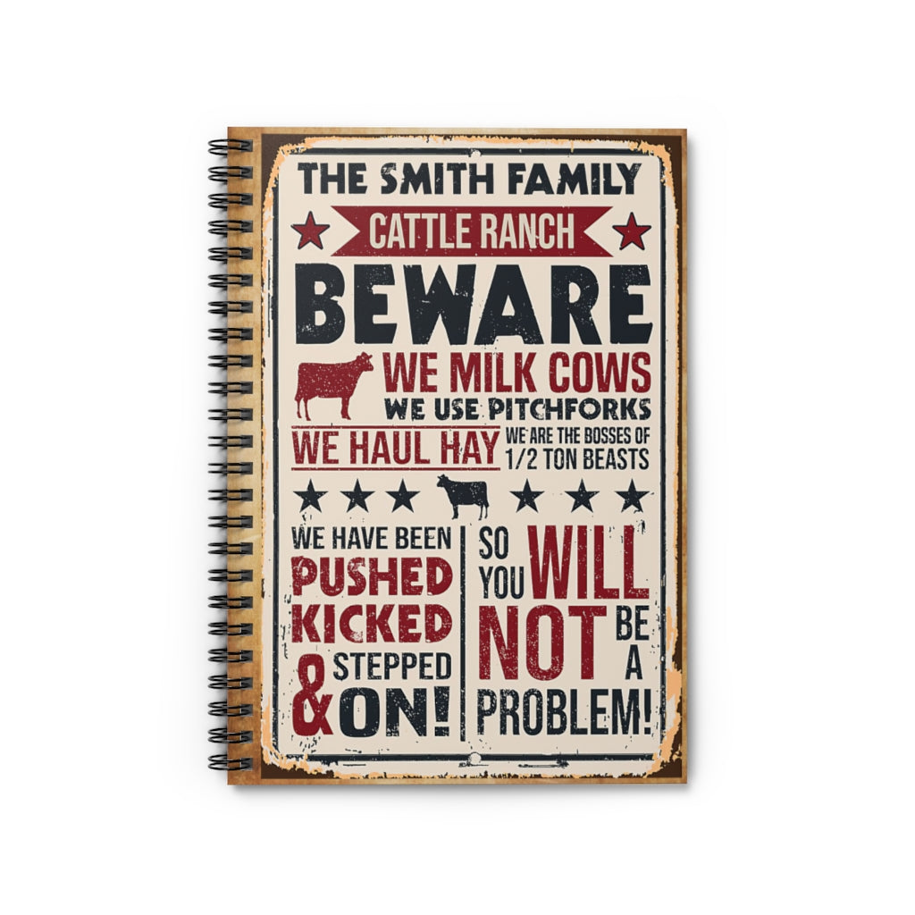 Spiral Notebook Personalized Cattle Ranch Beware New Parents Gift Ideas Gift On Birthday Home School Supplies for College Students