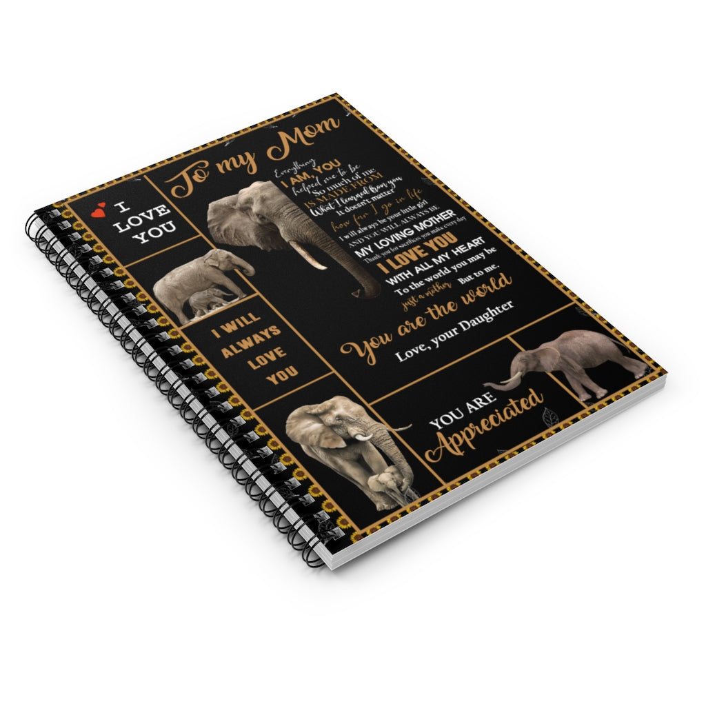 Spiral Notebook Thanhlk Elephant Blanket - To My mom - I Will Alway Love You Fleece Blanket Gift for Mom Ruled Line