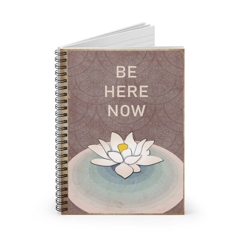 Spiral Notebook Vintage Be Here Now Yoga For Office, Students, School Supplies Writing Notebook 118 Pages