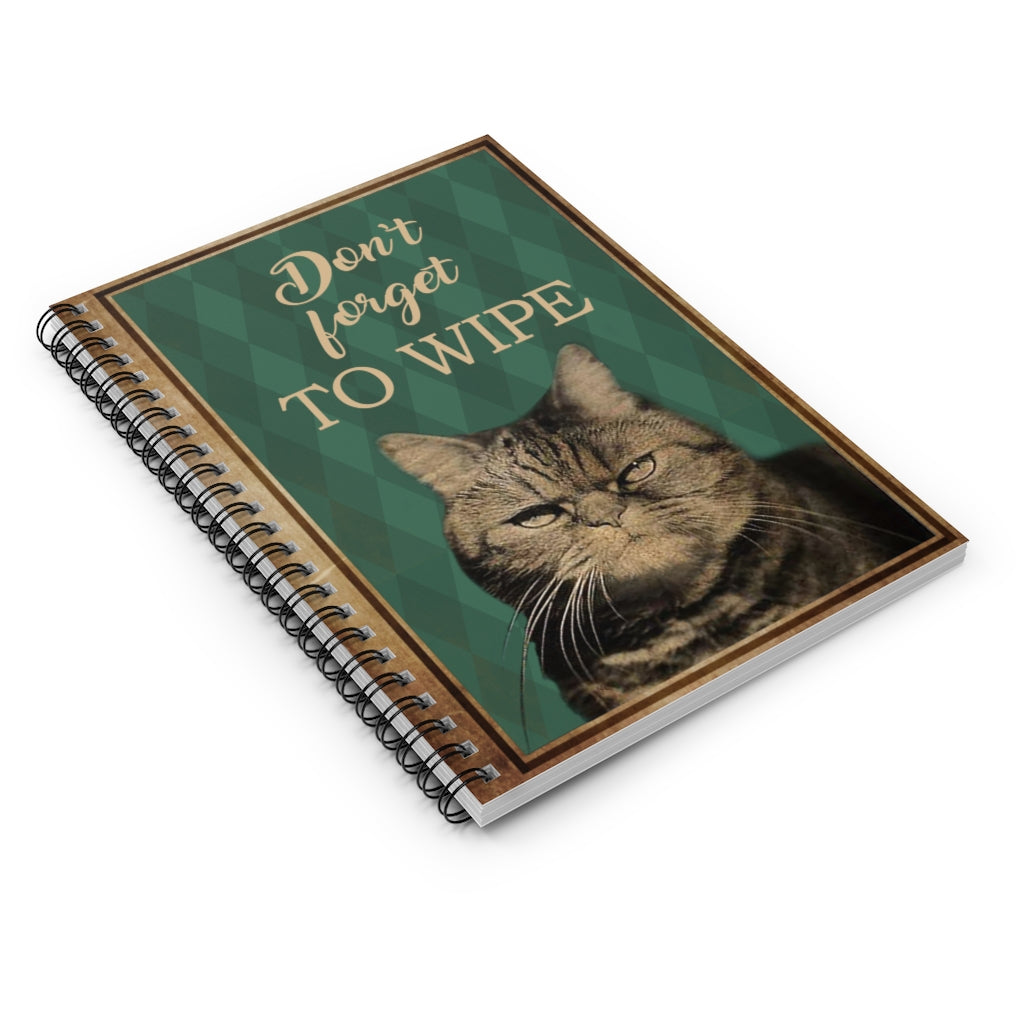Spiral Notebook to My Dad Smoke Cat Bathroom Remember to Wipe Poster, Funny Bathroom Art, Bathroom Wall Art Quotes, Funny Cat Art, Birthday Gifts for Him Ruled Line