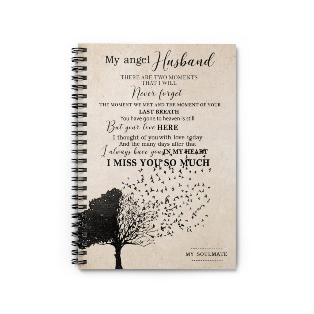 Spiral Notebook - Ruled Line Meaningful Quote My Angel Husband Awesome Husband Birthday Gifts Posters Family Friend Gifts Awesome Birthday