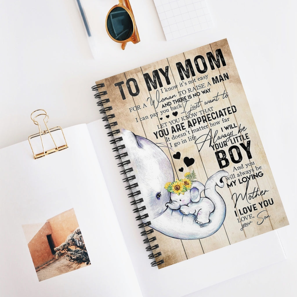 Spiral Notebook TO MY MOM FROM SON ELEPHANTS-gigapixel