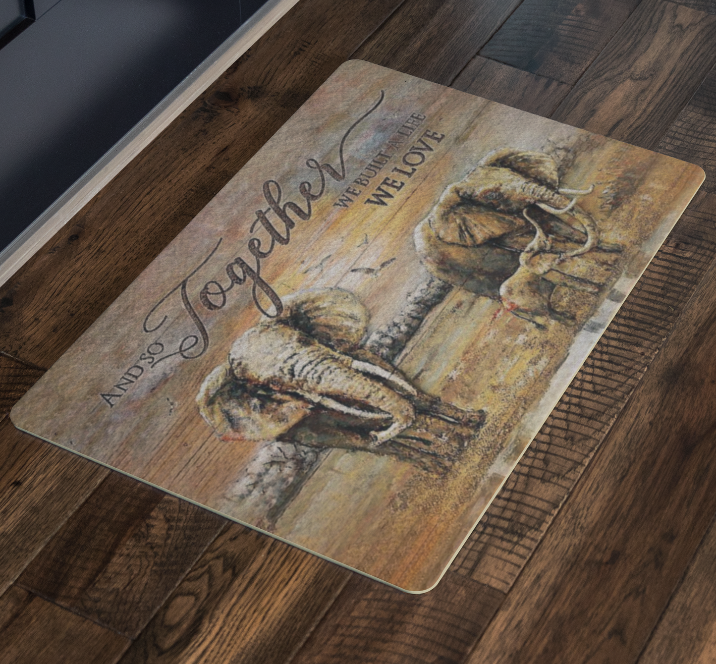 Funny Welcome Rugs Elephant and So Together We Built A Life We Love Gift Ideas Welcome Floor Mat Non-Slip Backing 26X18