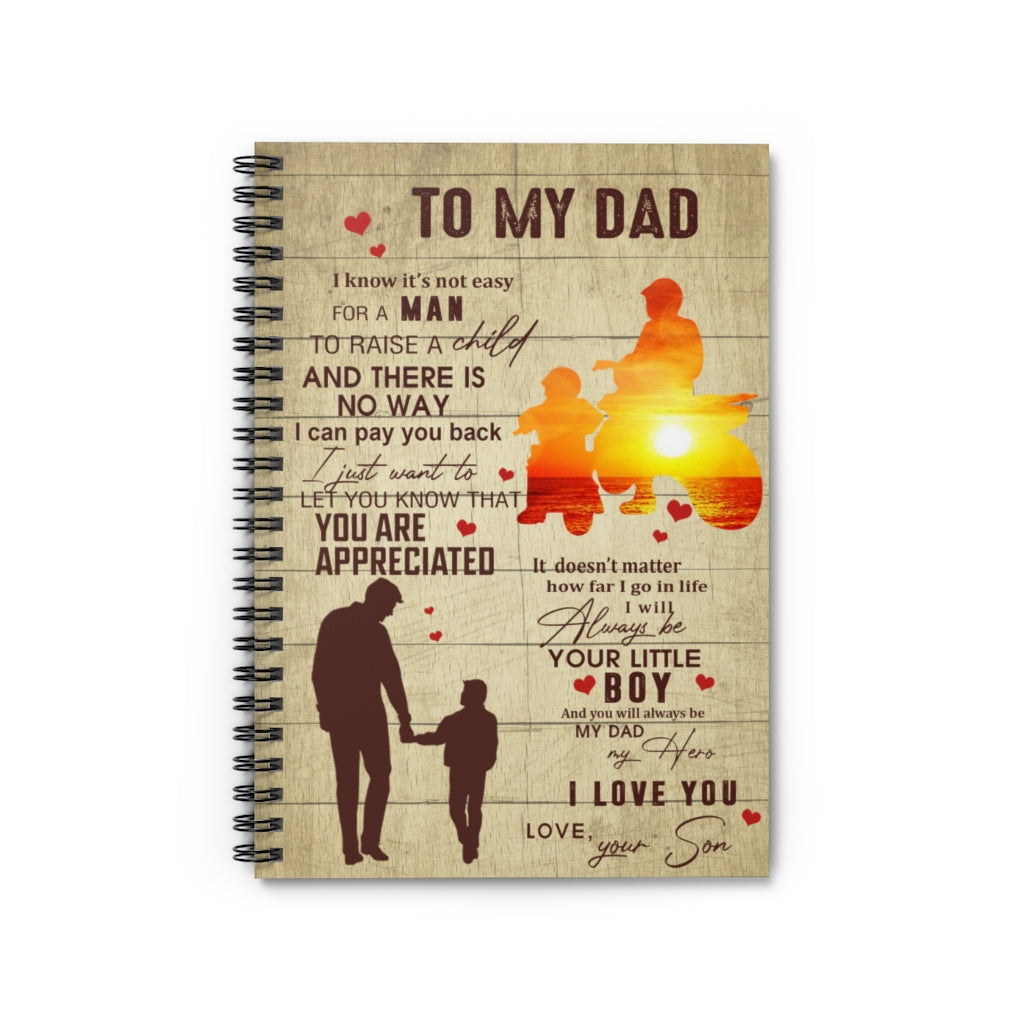Spiral Notebook Meaningful Gifts To My Dad It’s Not Easy to Raise A Child from Son Dirt Bike – Father’s Day Dirt Bike Wall Art Gift Family Unisex Awesome On Birthday, Ruled Line