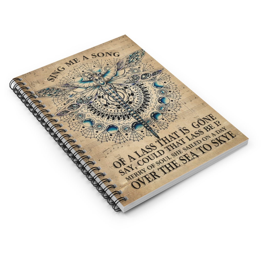 Spiral Notebook - Ruled Line To My Grandson Skye Boat Song Butterfly – Sing Me A Song of A Lass That is Gone Say Paper Poster Print Family Friend Gift On Christmas, Birthday