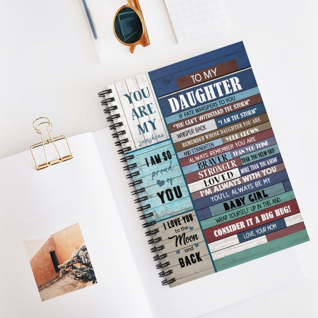 Spiral Notebook Family Blanket to My Daughter I Am The Storm Remember Whose Soon You are & Straighten Your Crown You'll Always Be My Baby Girl Love Your Mom Gift Perfect On Birthday Ruled Line