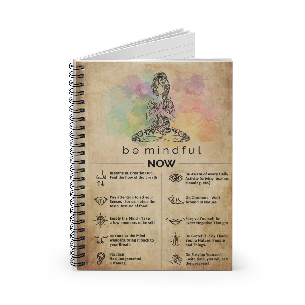 Spiral Notebook Be Mindful Now Yoga Vertical Notebook Spiral Bound Notebook 6x8 for Writing Mum Gift Perfect for Office Home School Business Writing & Note Taking