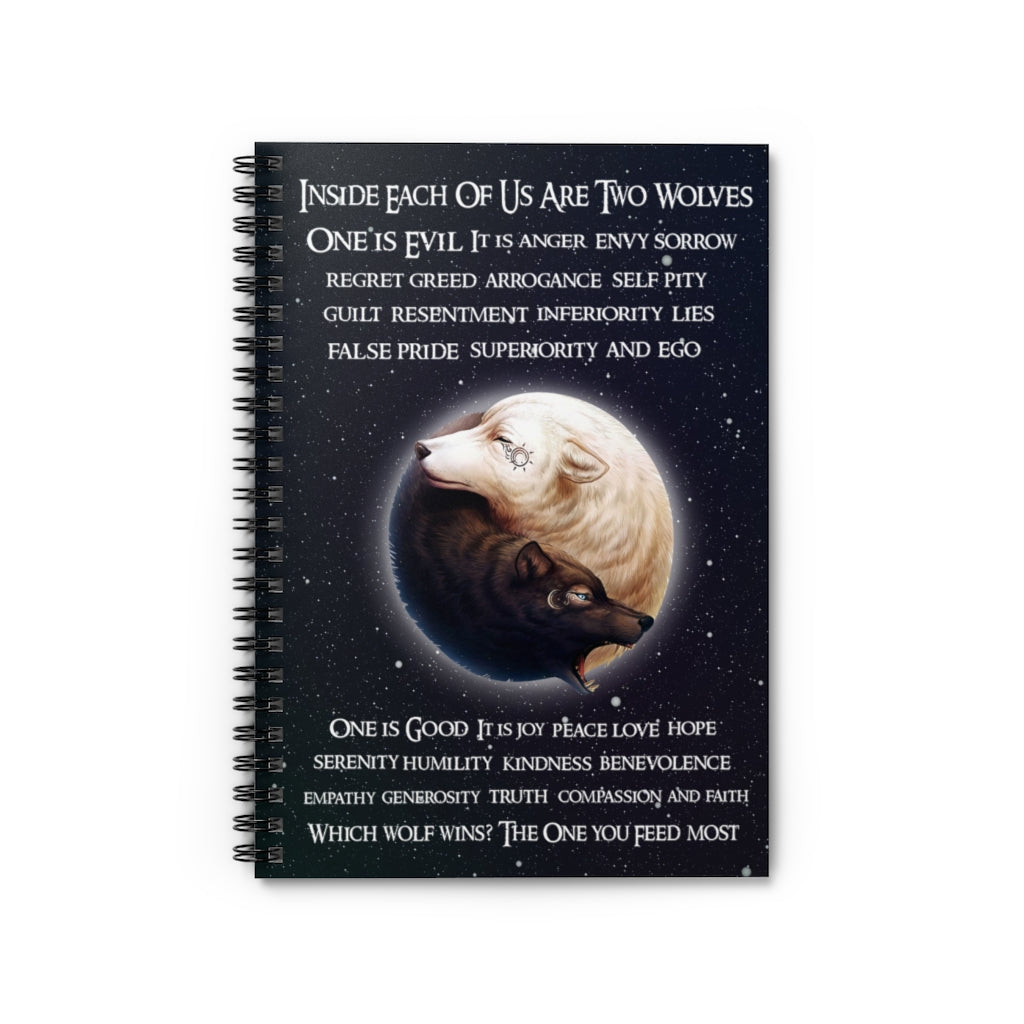 Spiral Notebook Paper Inside Each of Us are Two Wolves – Wolf Wall Art Gift Family Unisex Awesome On Birthday Gift Ideas Baby Journal