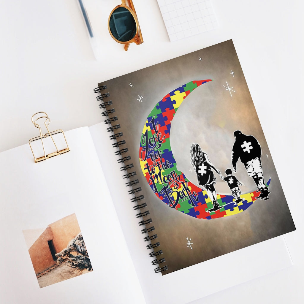 Spiral Notebook Autism Awareness I Love You To The Moon And Back Mama Papa And Little Son Meaningful Quote Inspirational Ideas Subject Notebooks Baby Journal