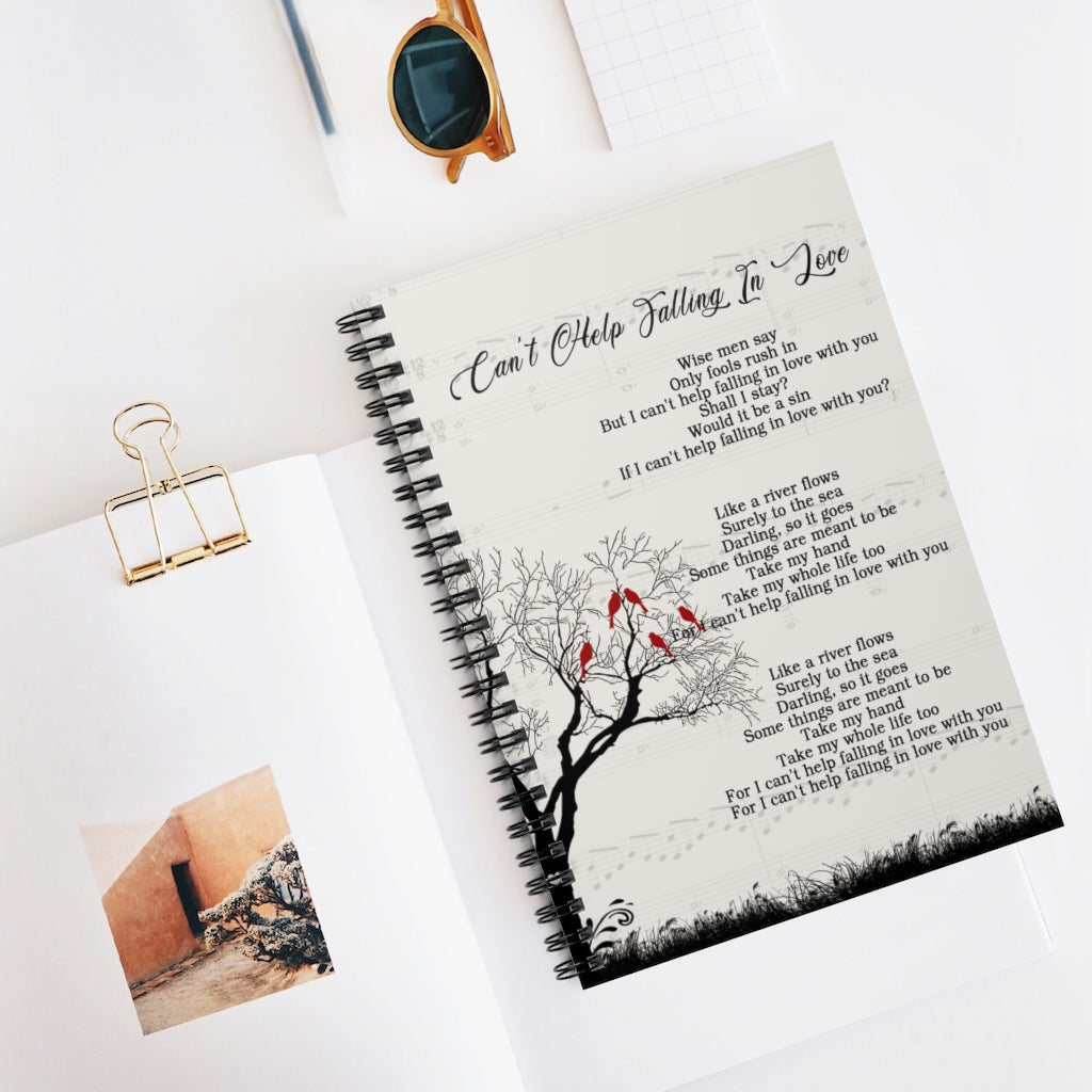 Spiral Notebook - Ruled Line Anna Gifts Cant Help Falling in Love Lyrics Music Gift Ideas Inspirational to My Family Friend Gift Unisex
