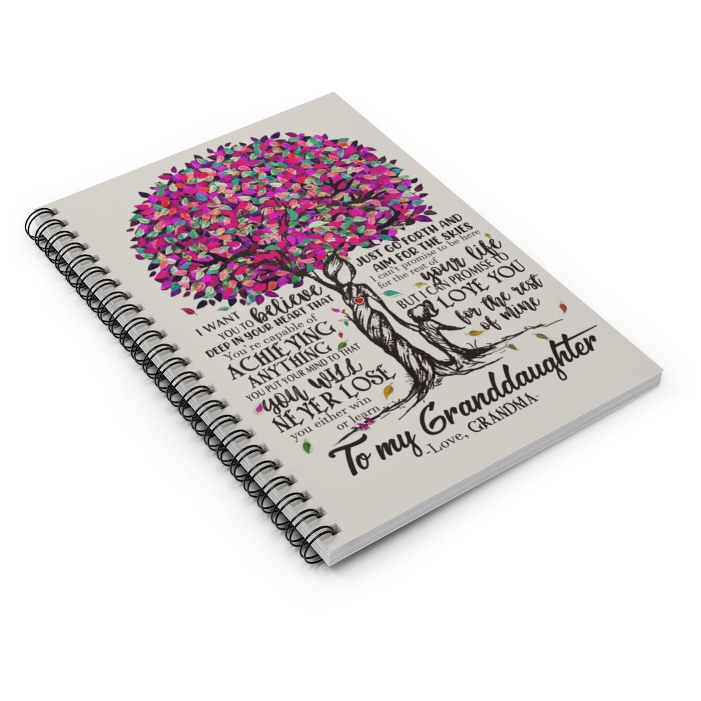 Spiral Notebook To My Granddaughter I Want You To Believe - Love Grandma Ruled Line