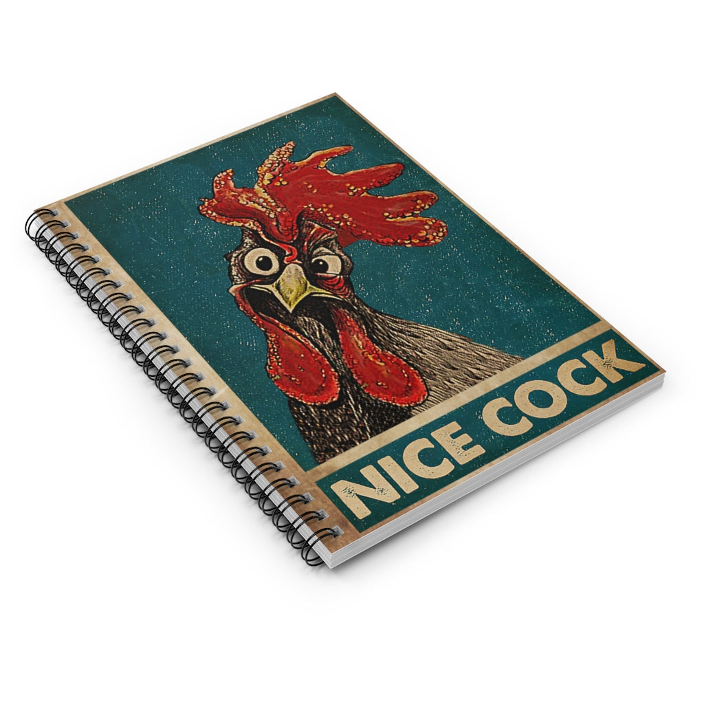 Spiral Notebook Retro Green Nice Cock Chicken Spiral Bound Notebook 6x8 for Writing Mum Gift