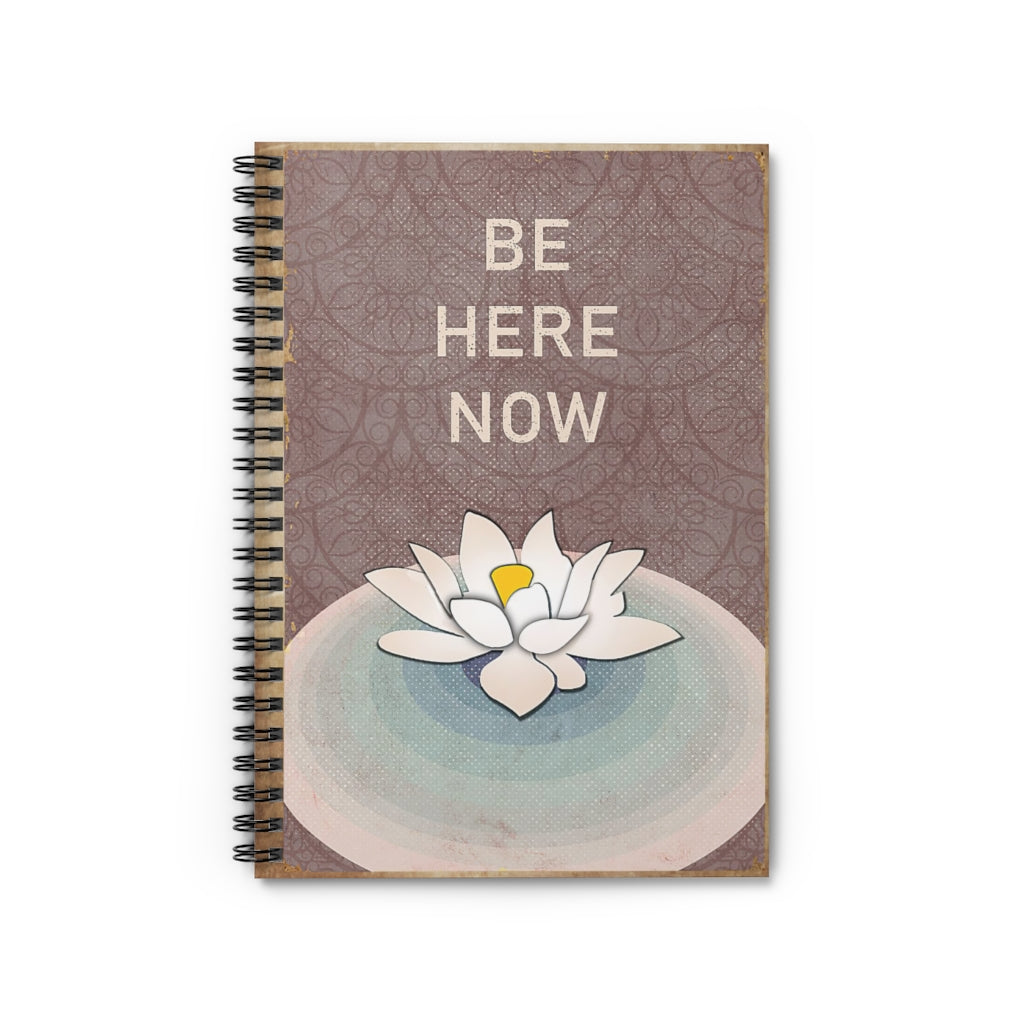Spiral Notebook Vintage Be Here Now Yoga For Office, Students, School Supplies Writing Notebook 118 Pages