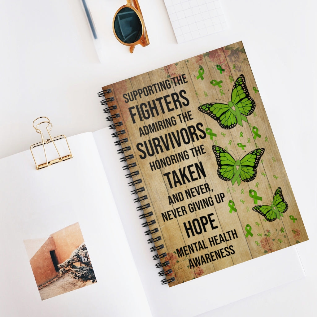 Spiral Notebook Meaningful Quote to My Daughter Mental Health Butterfly Supporting The Fighters from Mom, Gift for Girl Woman Ruled Line