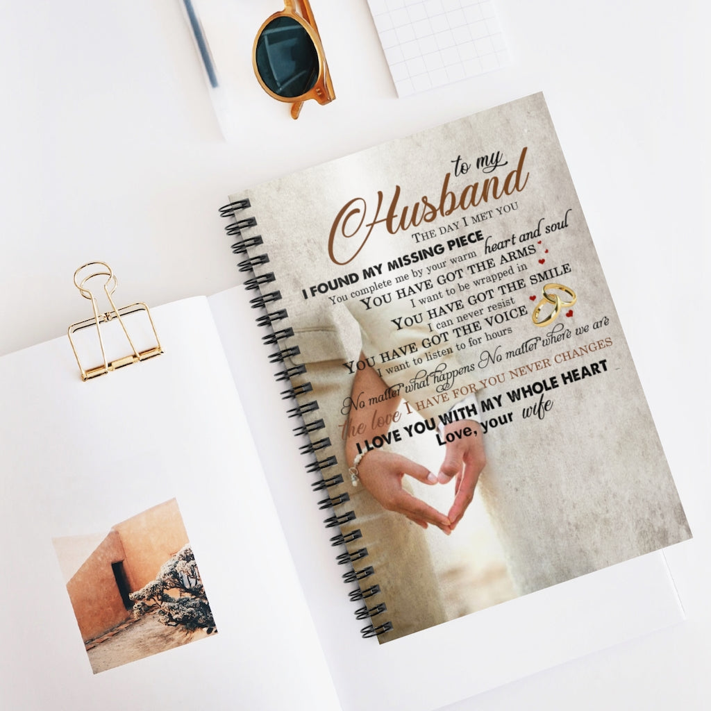 Spiral Notebook Customized Gifts to My Husband Hand in Hand I Love You Gift for Him On Christmas, Birthday