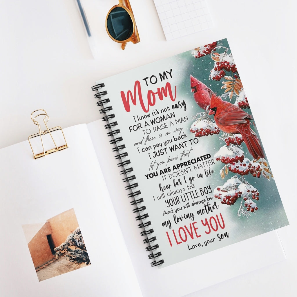 Spiral Notebook TO MY MOM FROM SON CARDINAL BIRDS-gigapixel