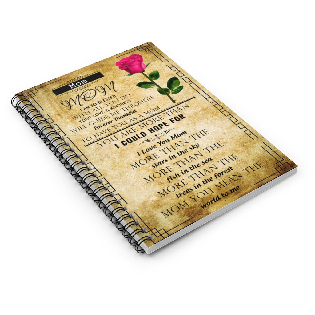Spiral Notebook - Ruled Line To my Mom I love you Mom more then the stars in the sky more than the fish in the sea Personalised Gift, Stationery Gift
