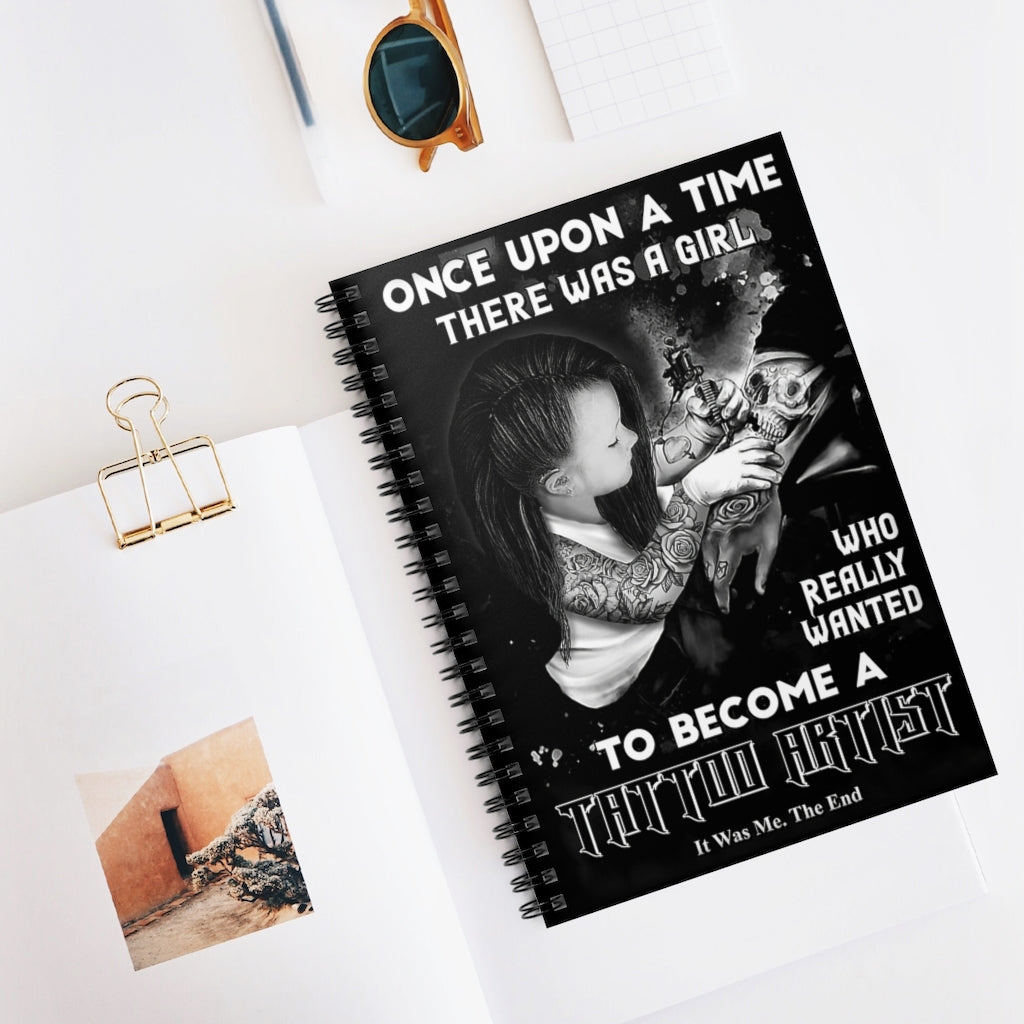 Spiral Notebook Tattoo Once Upon A Time A Girl Inspirational to My Family Friend Gift Unisex Awesome Happy Birthday Gift Subject Notebooks Baby Journal Keepsake Spiral Notebook