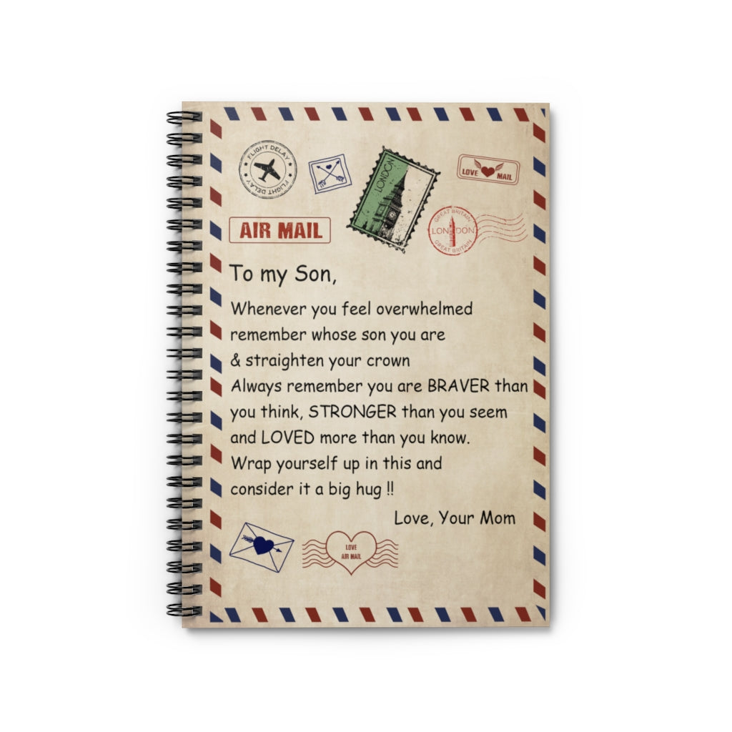 Spiral Notebook To My Son - Airmail Premium Throw SO-Ft Polyester Mens Women Novelty Throw Black Lightweight Ruled Line