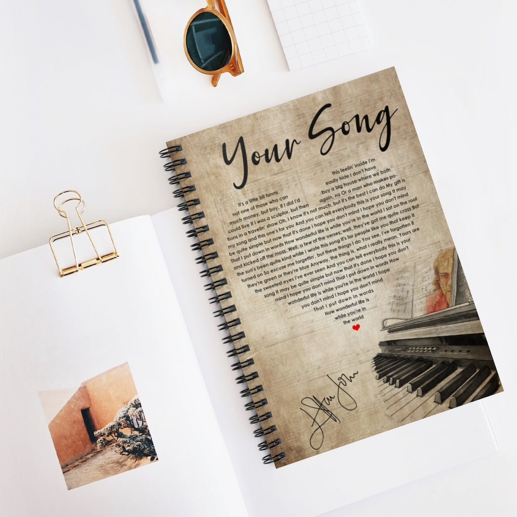 Spiral Notebook - Ruled Line Your Song Lyrics, Rock Music Song Music Album Vintage Wrapped Framed Canvas Wall Art Man's Stationery Gift