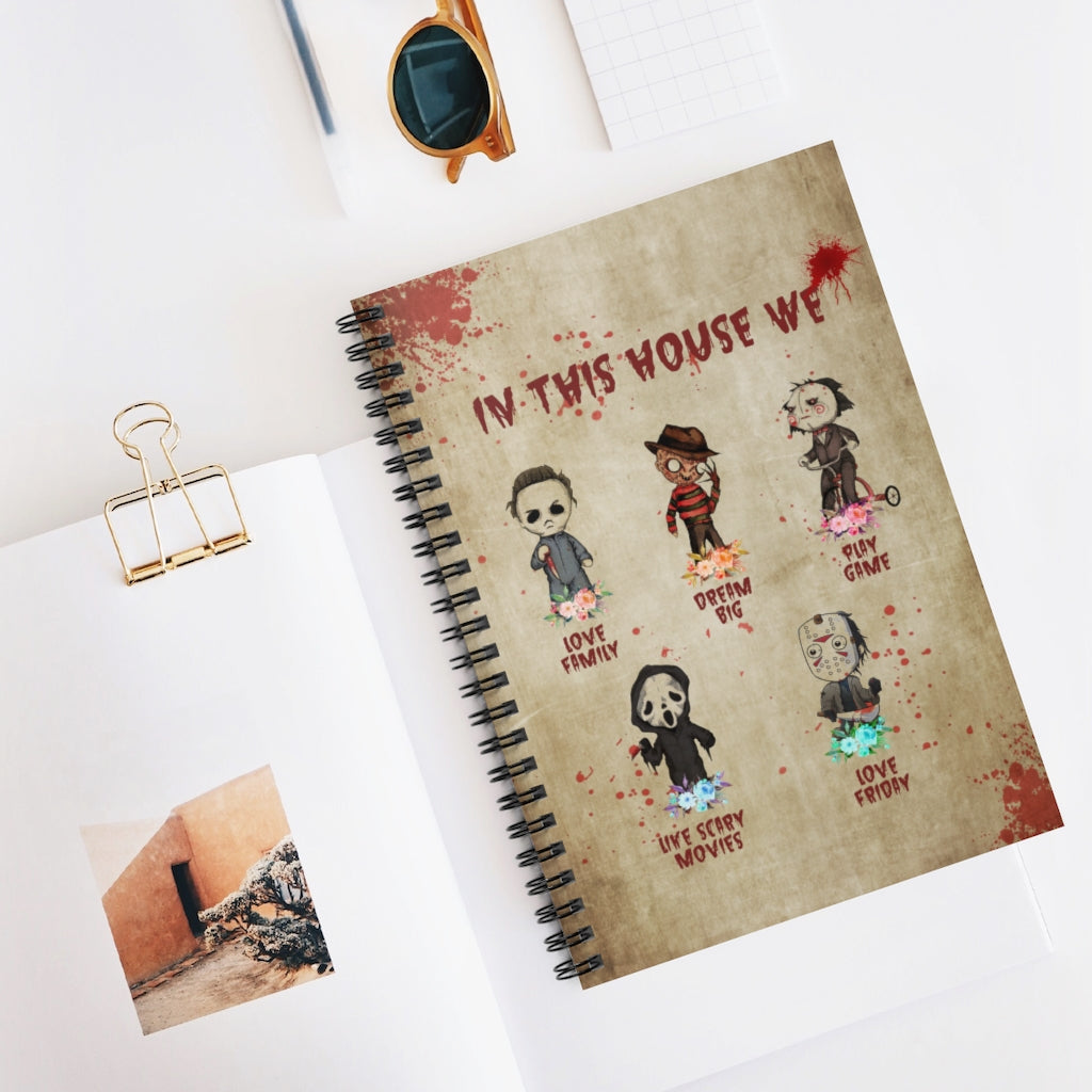 Spiral Notebook - Ruled Line Grandma In This House We Love Family Dream Big Love Friday Cute Horror Movie Character Woman Bedroom Birthday Gifts for Woman