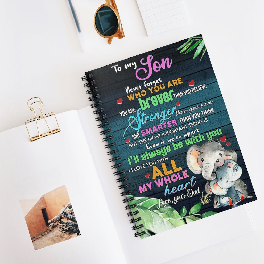 Spiral Notebook TO MY SON LOVE YOU FROM DAD ELEPHANTS-gigapixel