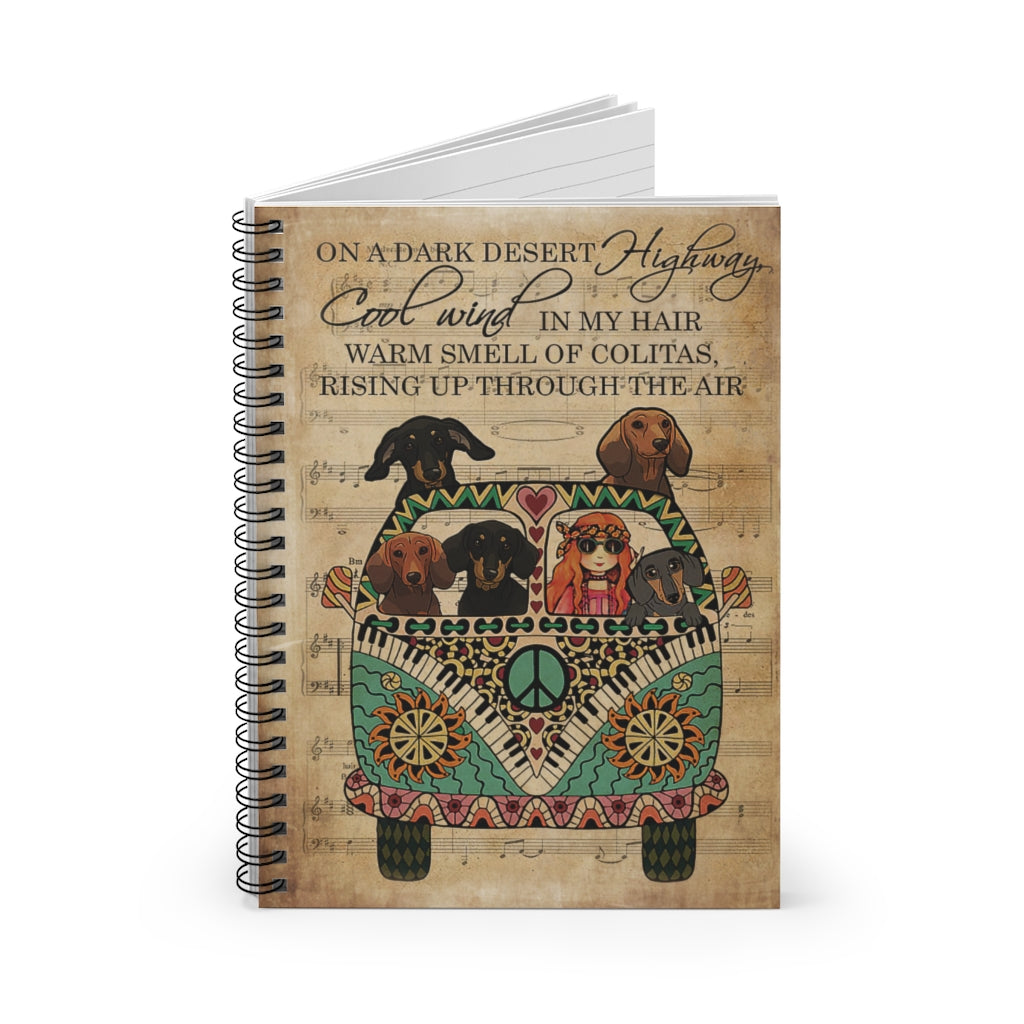 Spiral Notebook Music Sheet Cool Wind Dachshund Gift Ideas Gift On Birthday Inspirational Perfect for Office Home School Business Writing & Note Taking