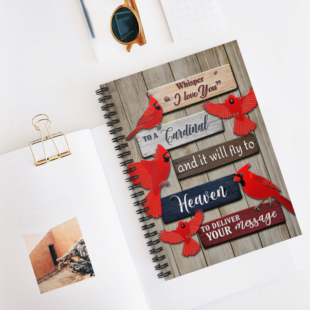 Spiral Notebook Whisper I Love You To A Cardinal Premium Gift Family Awesome On Birthday Motivational gift Family Basics Wide Ruled