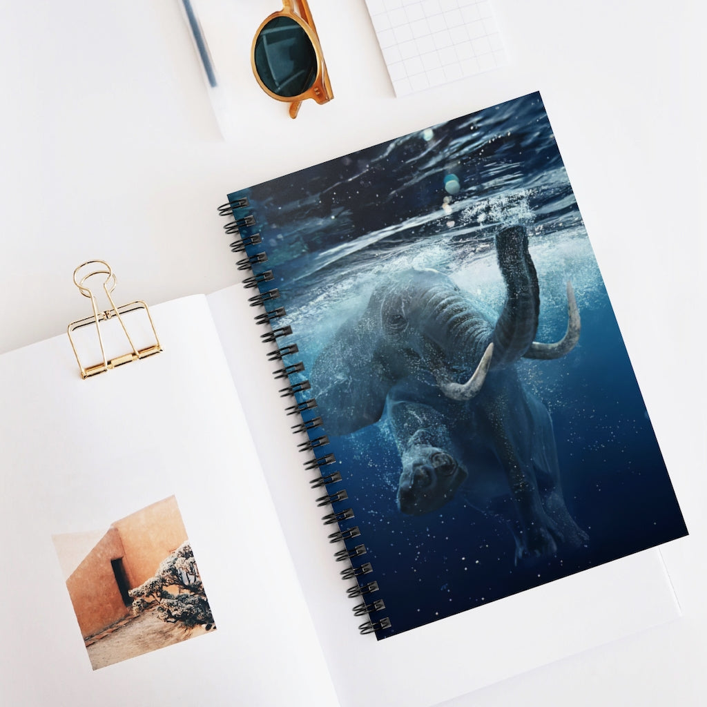 Spiral Notebook - Ruled Line A Diving Elephant Save The Elephant Save The Animals Wide Rule Meaningful Quote School Smart Spiral Composit Cover Spiral Organization Book