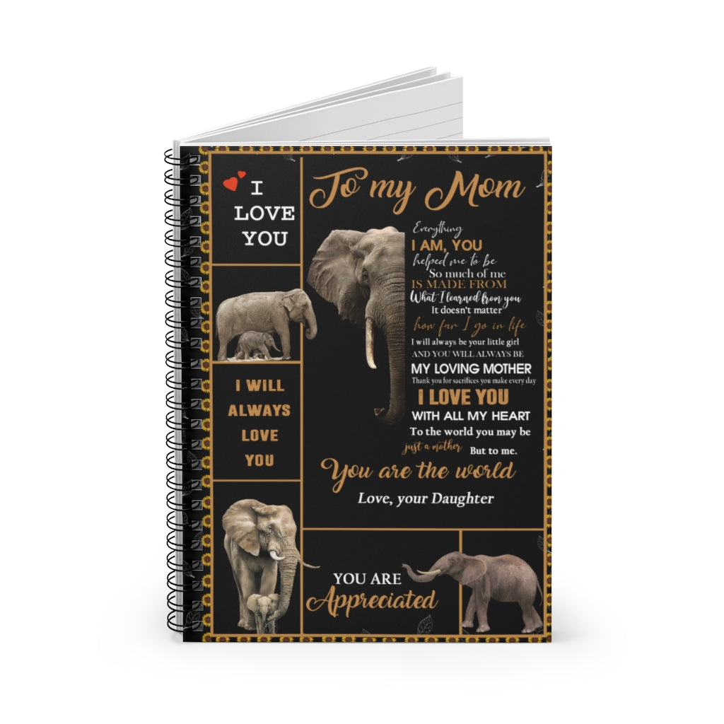 Spiral Notebook Thanhlk Elephant Blanket - To My mom - I Will Alway Love You Fleece Blanket Gift for Mom Ruled Line