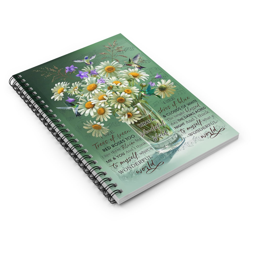 Spiral Notebook - Ruled Line Flower Wonderful World Hummingbird Personalized Gift Basics Wide Ruled Wire Bound Wide Rule
