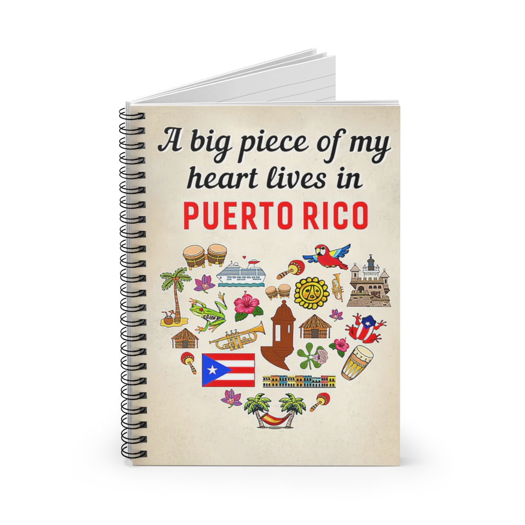 Spiral Notebook A Big Piece Of My Heart Lives In Puerto Rico New Parents College Ruled Paper 118 Sheets Gift Ideas Home School Supplies for College Students