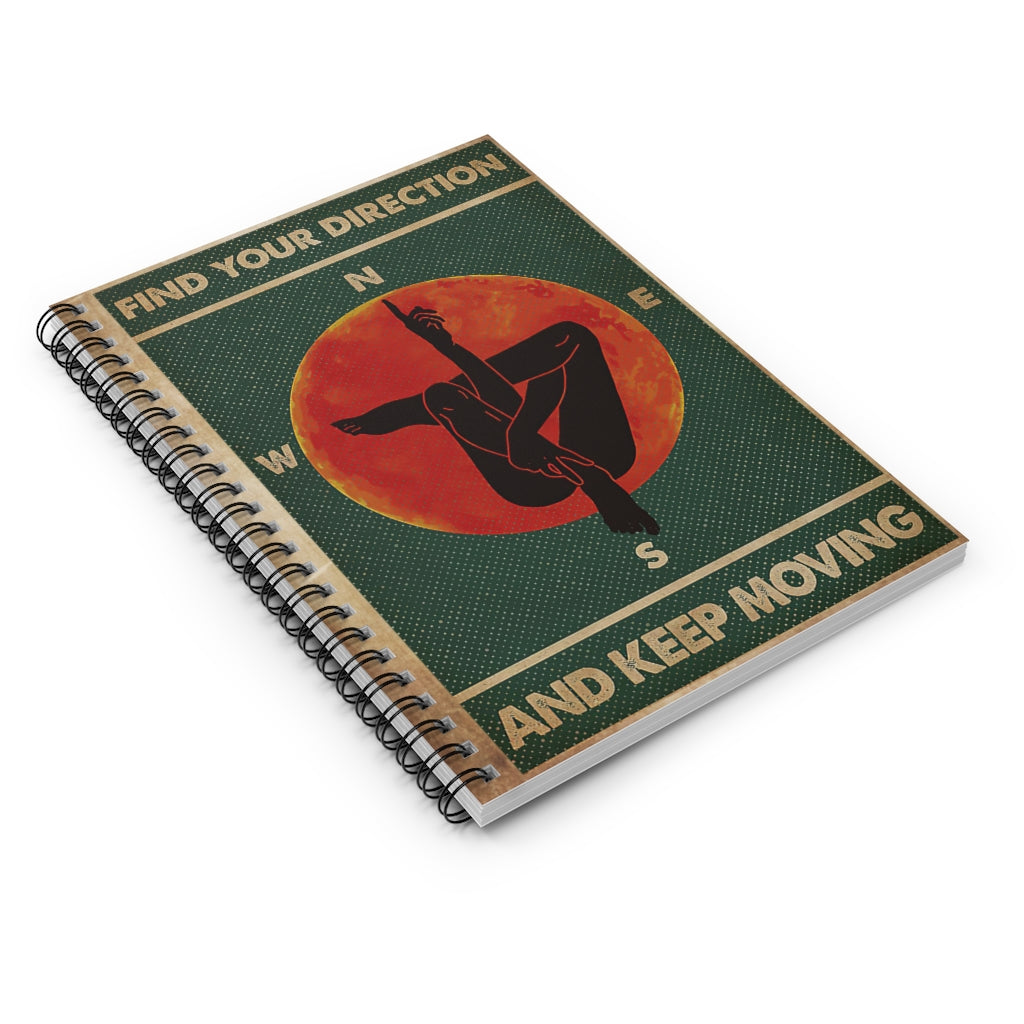Spiral Notebook Retro Green Find Your Direction Yoga Perfect for Office Home School Business Writing & Note Taking